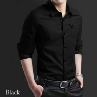 Kemeja Pria Hitam Miller miller kemeja pria polos panjang slim fit black hitam Kemeja Pria Hitam Miller miller kemeja pria polos panjang slim fit black hitam