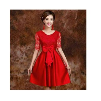 mini dress red brokat lady meihua (cheongsam ribon)  