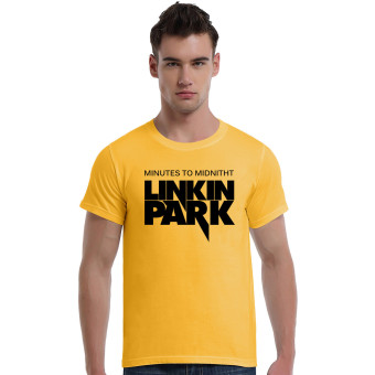 Minutes To Midnitht Linkin Park Rock Band Cotton Soft Men Short T-Shirt (Yellow)   