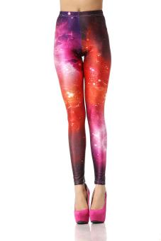 MITPS Women leggings Shape Elastic Knitted 3d Korean Digital Galaxy Print Legging Pencil Skinny Pants - intl  