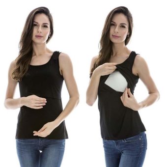 Modal Cotton Pregnancy Nursing Tank Tops Breastfeeding Vest Clothes Affordable Maternity Wear Clothing for Pregnant Women Black - intl  