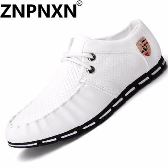 Mode pria ZNPNXN renda up/Loafers bahan atas kulit (putih)  