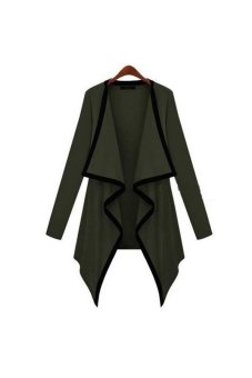 Moonar Irregular Thin Long Sleeve Turn-Down Collar Coat Army Green - Intl  