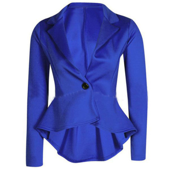 Moonar Women Autumn One button Solid Suit Collar Long Sleeve Irregular Coat (Blue)  