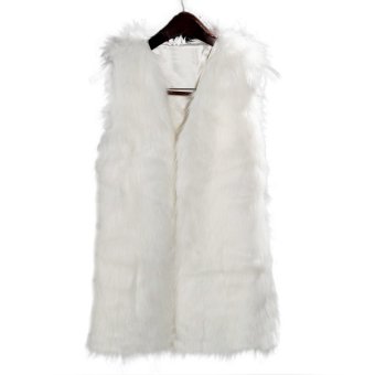 Moonar Women Faux Fur Vest Coat Warm (White)  