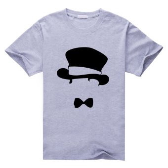 Mr.Hat Gentlemanly Cotton Soft Men Short Sleeve T-Shirt (Grey)   