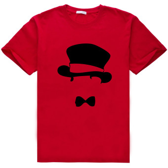 Mr.Hat Gentlemanly Cotton Soft Men Short Sleeve T-Shirt (Red)   