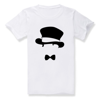 Mr.Hat Gentlemanly Cotton Soft Men Short Sleeve T-Shirt (White)   