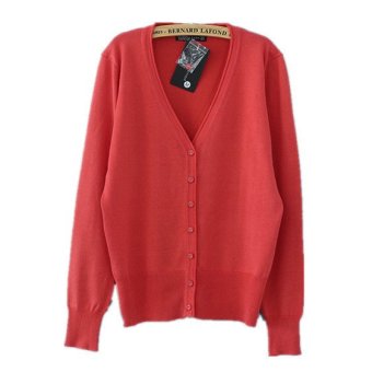 MSSHE Knitwear V Neck Coat 031408?Melon Red?  