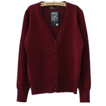 MSSHE Knitwear V Neck Coat 031411?Wine Red?  