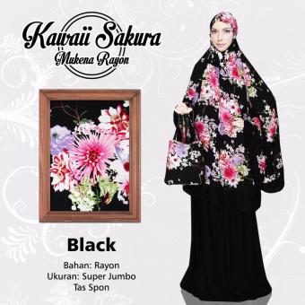 Mukena Bali Elegan Super Jumbo Kawaii Sakura Black  