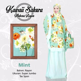 Mukena Bali Elegan Super Jumbo Kawaii Sakura Mint  