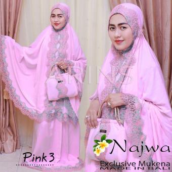 Mukena Bali Najwa Exclusive Rayon Super Kombinasi Brokat Premium Dengan Tas Cantik Rotan Pink  