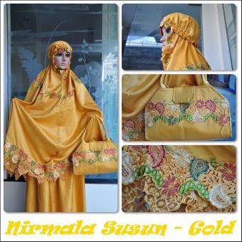 Mukena Bordir Velvet Nirmala - Gold  