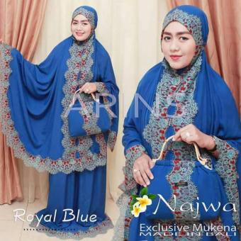 Mukena Najwa Original Exclusive - XXXL - Royal Blue + Bonus Tas Cantik Handle Rotan  