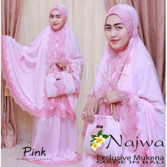 Mukena Najwa Original - XXXL - Pink + Bonus Tas Cantik Handle Rotan  