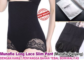 Munafie Long Lace Pants High Waist Renda Dengan Kawat Penyangga - Warna Hitam  