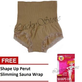 Munafie Slim Pant Celana Korset - Celana Pelangsing Tubuh - Coklat - Free Shape Up Perut  