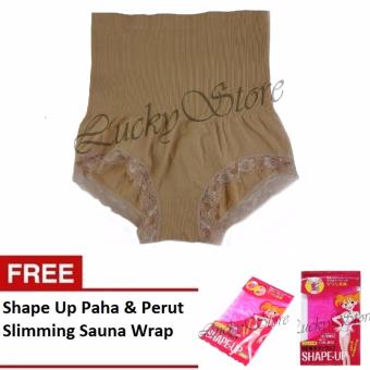 Munafie Slim Pant Celana Korset - Celana Pelangsing Tubuh - Coklat - Free Shape Up Perut dan Paha  