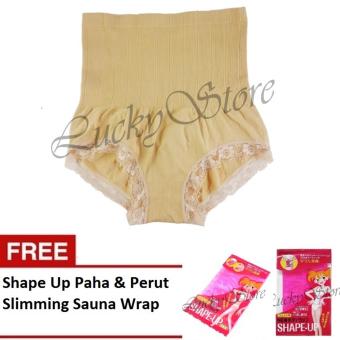 Munafie Slim Pant Celana Korset - Celana Pelangsing Tubuh - Cream - Free Shape Up Perut dan Paha  