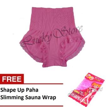 Munafie Slim Pant Celana Korset - Celana Pelangsing Tubuh - Pink - Free Shape Up Paha  