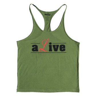 Muscle Alive Gym Tank Top Men Bodybuilding Vest Clothing Muscle Sleeveless Shirt (Army Green)  