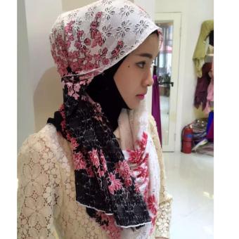 Muse Snapback Women's Cotton Lace Hollow Out Floral Noble Muslim Wear Hijabs(Rose) - intl  