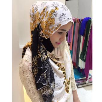 Muse Snapback Women's Cotton Lace Hollow Out Floral Noble Muslim Wear Hijabs(Yellow) - intl  