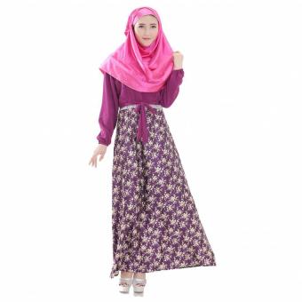 Muslim dress couture dress Printed fashion women's dresses (Purple)  