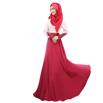 Muslim dress Islamic womens clothing malaysia kaftans robe Red - intl  