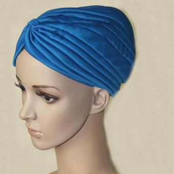 Muslim head baotou cap bath hats for men hip-hop cap Dark blue - intl  