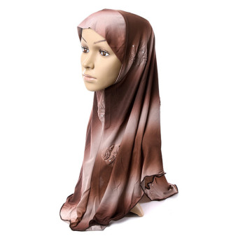 Muslim Islamic Gradation Crystal Printed Hijab Scarf Shawls For Women MSL005-9# (Intl)  