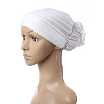 Muslim Islamic Hijab Drape Design Disk Flower Hat For Women MSL004-creamy white - Intl (Intl)  