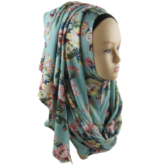 Muslim Islamic Printing Flower Hijab Scarf Shawls For Women MSL008-1# - Intl (Intl)  