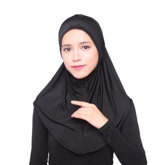 Muslim LIDS Hijab Instant Scarf Ice Silk Cloth Fashion Breathable Cold - Black - intl  