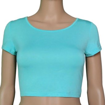 Muslim Short Sleeve Half-length T shirt for Women (Cornflower Blue) (Intl)  