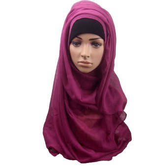 Muslim Solid color Muslim Hijabs fashion Super Happydoggy Cover scarf (purple) - Intl  