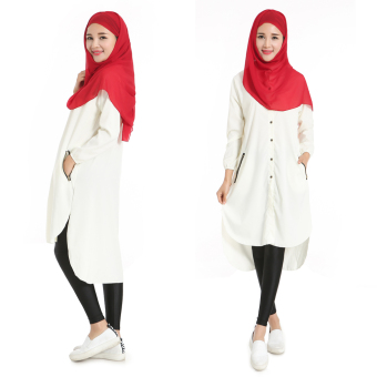 Muslim Vintage Women Blouse Arab Loose-fitting Tops Special for Ramadan White - intl  
