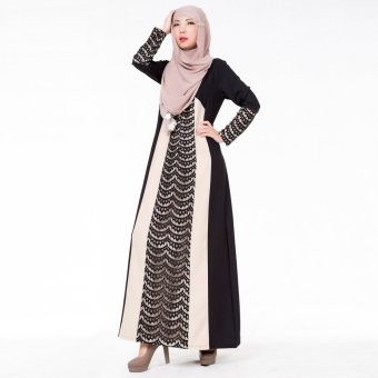 Muslim Women Abaya Preyer Garment Long Robe Dress Multicolor (Black)  