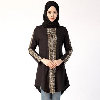 Muslim Women Blouse Arab Female Long Shirt Special for Ramadan (Black)  