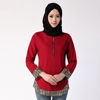 Muslim Women Blouse Arab Loose-fitting Tops Special for Ramadan (Red)  