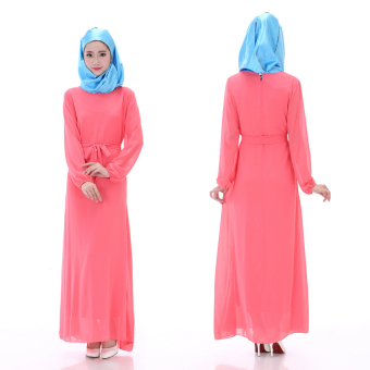 Muslimah Tops Dress Moslem Islam Women Baju Kurungs Dress Watermelon Red - intl  