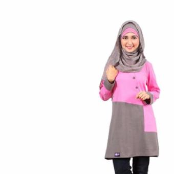 Mutif Blouse Atasan M-106 Kaos Wanita Baju Muslim Tunik Kemeja Kaos Shocking Pink  
