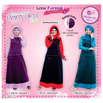 Mutif M-103 Dress Wanita Baju Muslim Modern Gamis Katun Combed Kaos Hijau Botol  