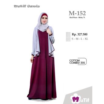 Mutif M-152 Dress Wanita Baju Muslim Modern Gamis Katun Combed Kaos Red Plum  