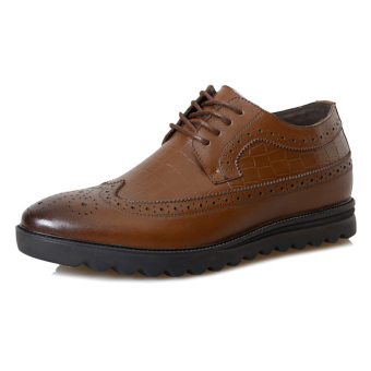 MX195 2.36 Inches Taller-Genuine Leather Height Increasing Elevator Brogue Fashion Business Casual Shoes Color Brown (Intl)  