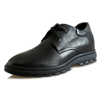 MX86530 2.56 Inches Taller-Genuine Leather Height Increasing Elevator Oxfords Business Flat Shoes Color Black (Intl)  