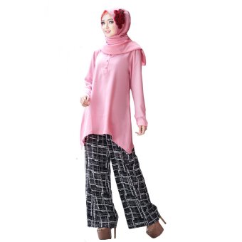 Nasywanisa Baju Muslim NN123 Set Blus-Celana ( Pink )  
