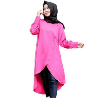 Nasywanisa Baju Muslim Tunik Satin NN002 - Shocking Pink  