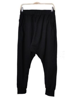 New 2015 Men Women Lovers Fashion Sweatpants Dancing Hip Hop Harem Pants Drop Crotch Casual Trousers Black Color M L XL  